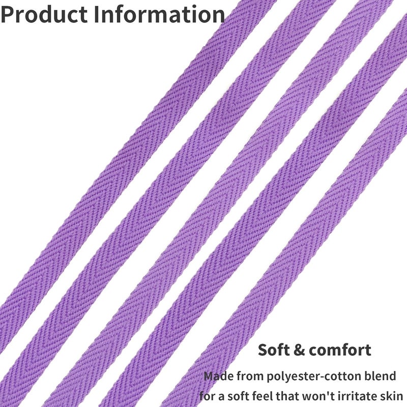 Evora 3/8 Inch Herringbone Twill Tape - 25 Yards Polyester Cotton Fabric Trim, 1mm Thick Durable Soft Webbing Strap for Sewing & Garment, Crafting- Flat Double Fold Bias Tape (Purple 027) - Image 4